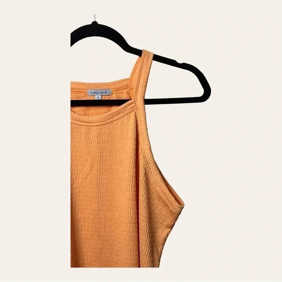 0485. WHITE BIRCH ORANGE‎ RIBBED SPAGHETTI STRAP TOP SIZE 1X SMOCKING - Picture 4 of 13